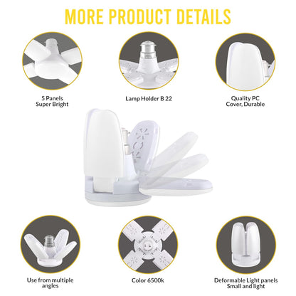 Charkee Mini Ceiling Fan with LED – Foldable (Pack of 3)
