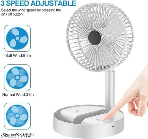 Telescopic Desk Fan – Foldable & Rechargeable