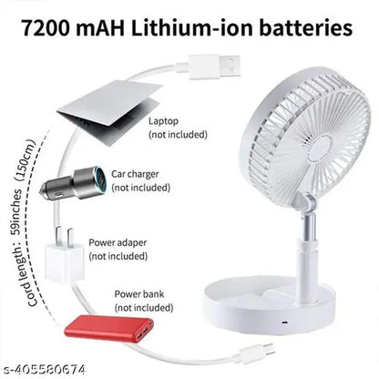 Telescopic Desk Fan – Foldable & Rechargeable